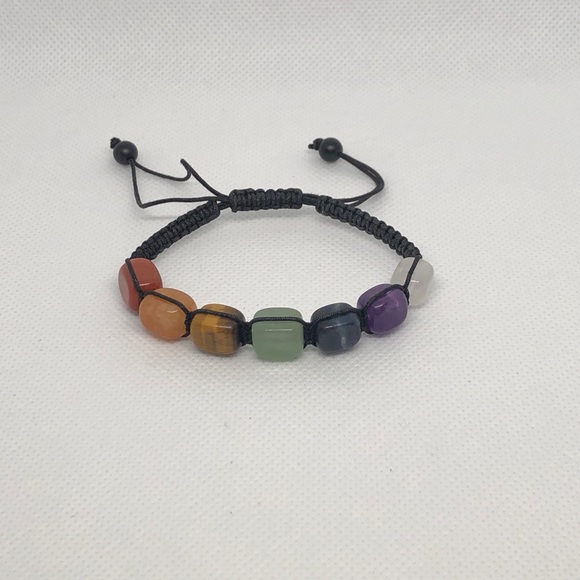 NWOT Chakra Bracelet W/Genuine Natural Stones Adjustable - Picture 2 of 4
